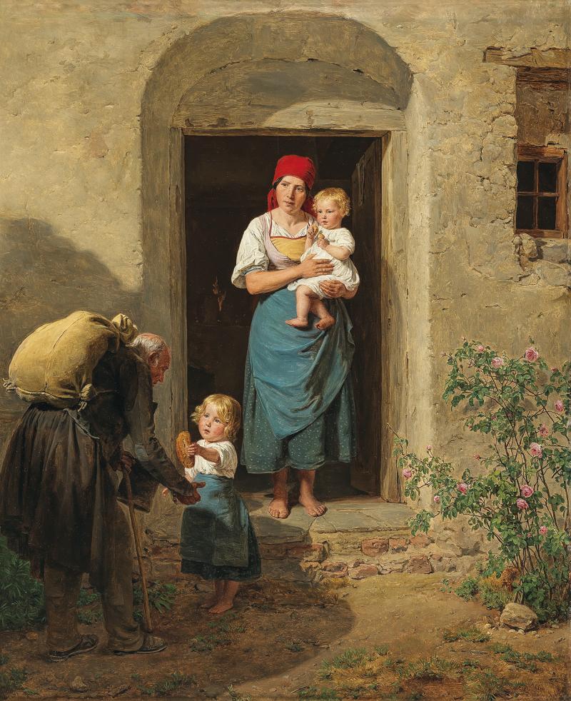 Ferdinand Georg Waldmüller Das gutmütige Kind (Der Bettler),Öl auf Holz, 66 x 52 cm, Provenienz: Sammlung Oscar Löwenstein (1868–1942), Wien/London; Im Erbgang an seine Witwe Irma Löwenstein (1890–1975), Wien/London;  erzielter Preis € 296.100