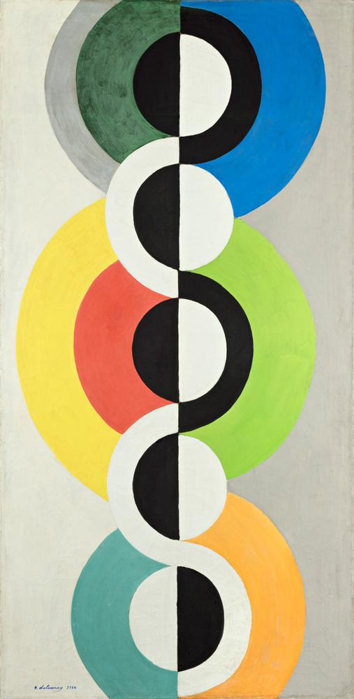 Robert Delaunay, Rhythme sans fin, 1934, Öl auf Papier, später auf Karton aufgezogen, 200 x 99,5 cm, Foto: Philipp Ottendörfer