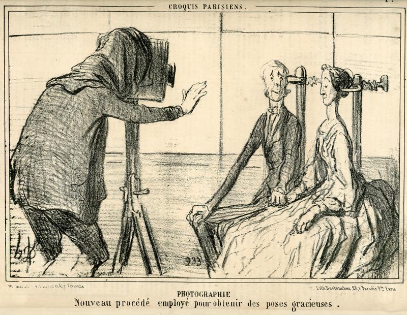 Honoré Daumier: Nouveau Procédé / Neues Verfahren, Karikatur in der Zeitschrift Le Charivari, 1856, Lithografie, Private Sammlung © Collection H. G.