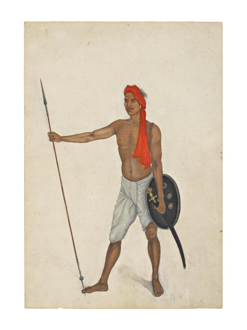 A Trooper of Skinner's Horse Holding a Spear, From The Fraser Album, Company School, Haryana, Hansi, circa 1815-16 (est. £80,000-120,000)