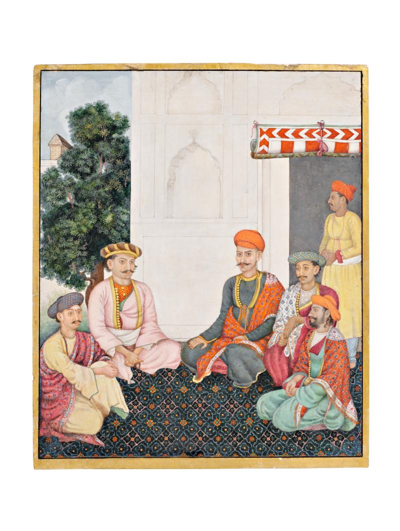 Lalita Parshad Seated With Four Companions, From The Fraser Album, Company School, Delhi, circa 1820 (est. £80,000-120,000)