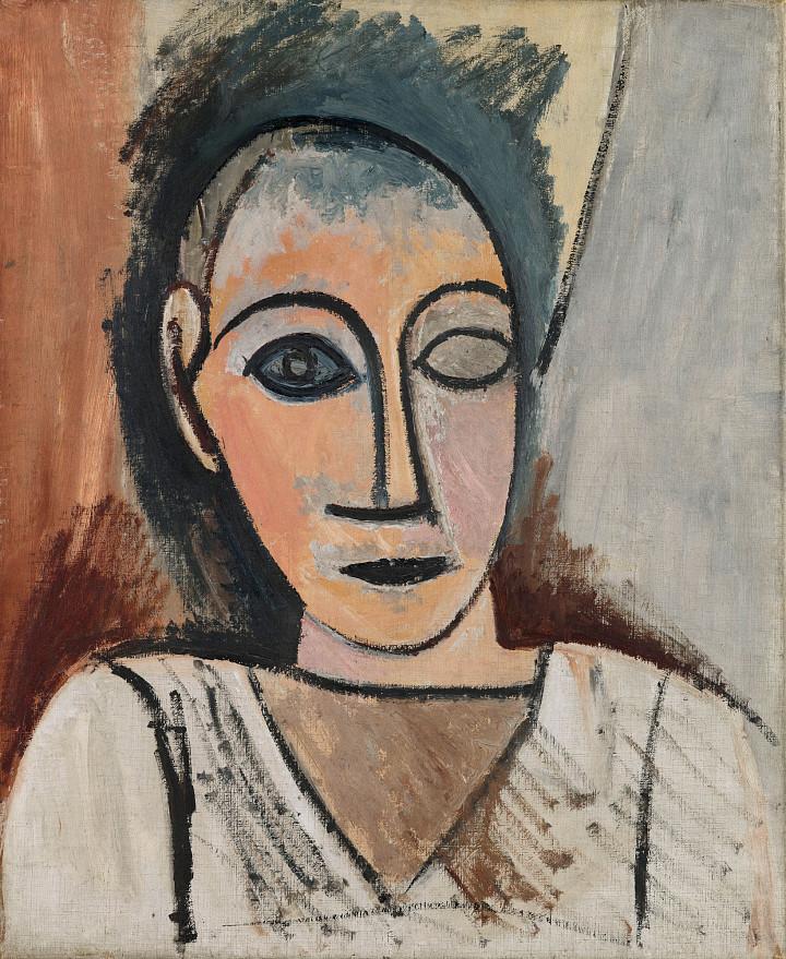 Pablo Picasso | Brustbild eines Mannes (Studie zu Les Demoiselles d'Avignon), 1907 | Photo © Succession Picasso / Bildrecht Wien, 2021 / RMN-Grand Palais (Musée national Picasso-Paris) / Adrien Didierjean