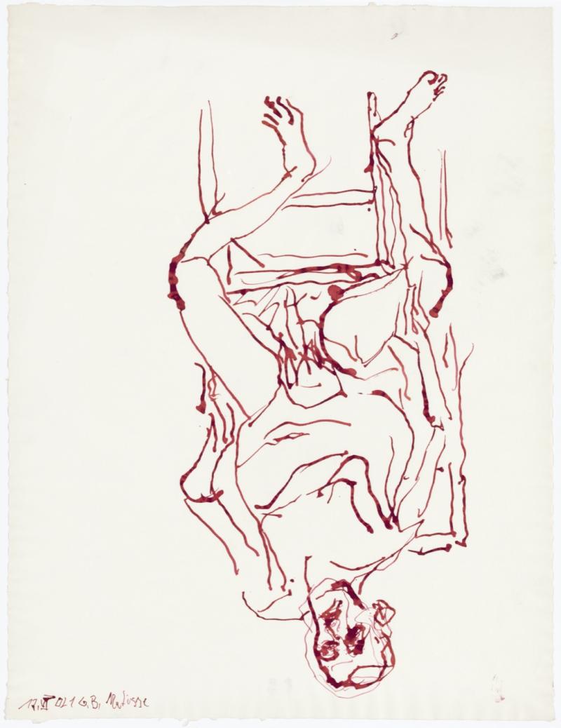 Georg Baselitz Photo: Jochen Littkemann Matisse, 2021 Red ink on paper 66,2 x 50,1 cm (26,06 x 19,72 in) (GB 2558)