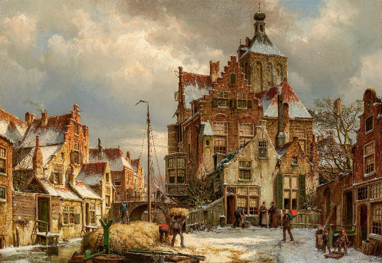 Willem Koekkoek (1839 – 1895) Winterliche Straßenszene in Culemborg bei Utrecht | Öl auf Leinwand | 88 x 125 cm Taxe: € 60.000 – 70.000