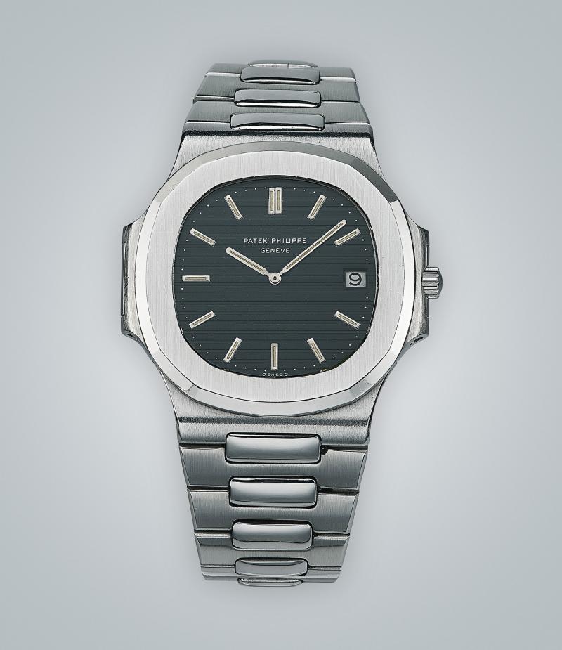 Patek Philippe Nautilus "Jumbo" Referenz 3700/1, um 1977, absolute Uhrenrarität, Edelstahl-Gehäuse, Design Gérald Genta, erzielter Preis € 128.000