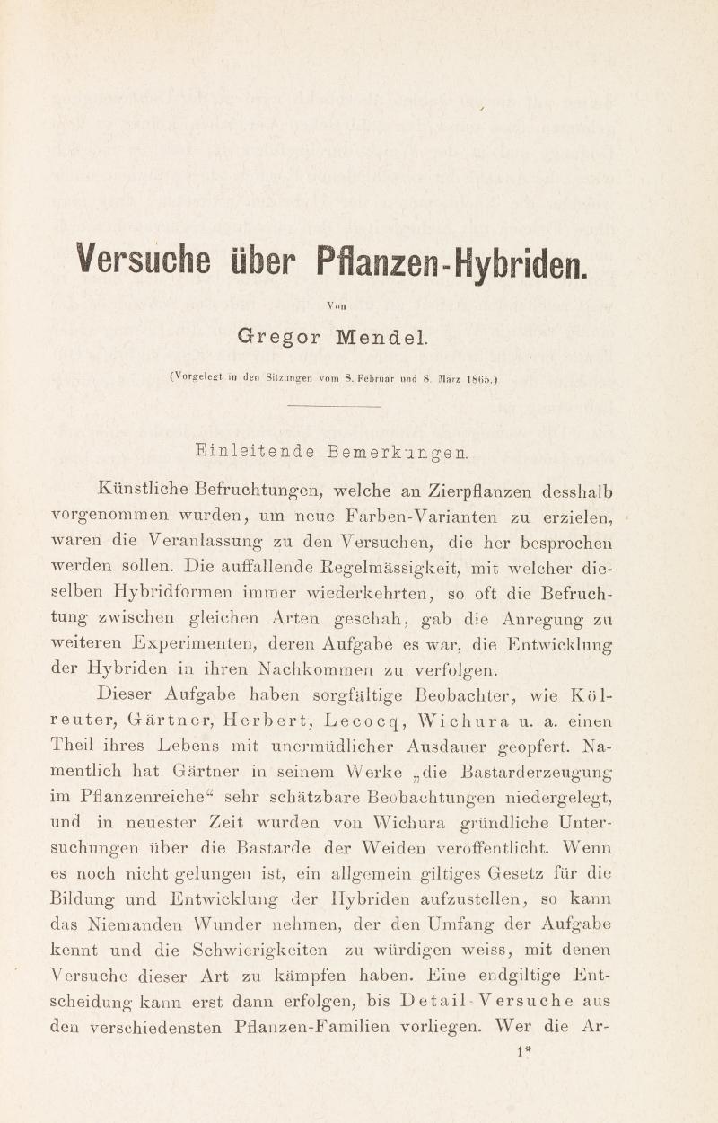 42 Gregor Mendel	 Versuche über Pflanzen-Hybriden, 1865-66. Schätzung: € 30.000 Ergebnis: € 143.750