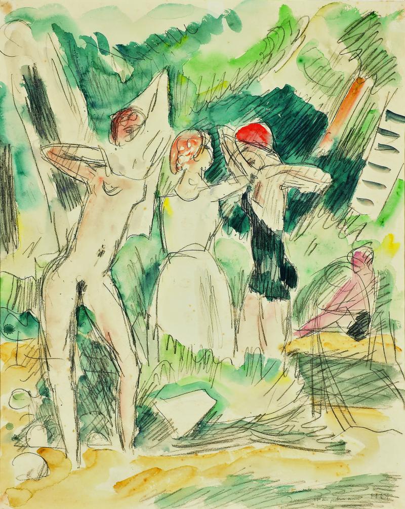 Ivo Hauptmann, Badende, 1921, Aquarell, 63 x 50 cm, courtesy of Galerie Herold