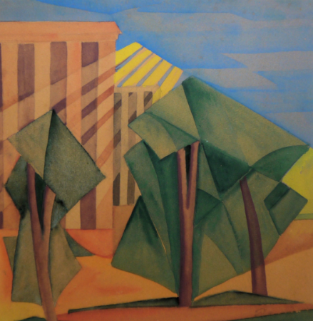 Peter Koch „Sommer“ kubistisch-futuristisch Gouache um 1920