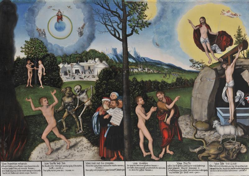 Gesetz und Gnade, Lucas Cranach d. Ä., 1529, Stiftung Schloss Friedenstein Gotha, Inv. Nr. SG 676, © Stiftung Schloss Friedenstein Gotha. Aus den Sammlungen der Herzog von Sachsen-Coburg und Gotha'schen Stiftung für Kunst und Wissenschaft, Foto: Lutz Ebhardt