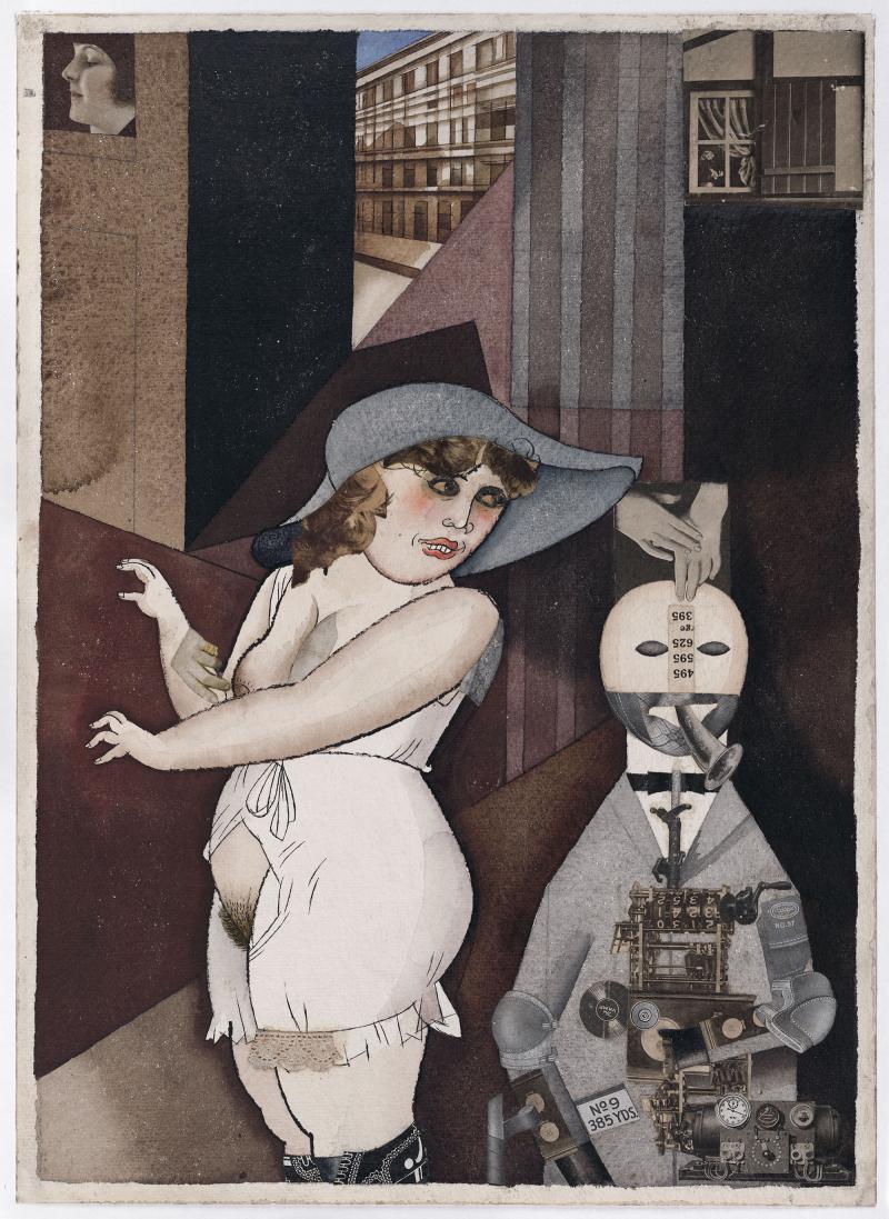 George Grosz, "Daum" marries her pedantic automaton "George" in May 1920. John Heartfield is very glad of it. (Meta Mech. Constr. nach Prof. R.Hausmann), 1920, © Estate of George Grosz, Princeton, N.J. / VG Bild-Kunst, Bonn 2022