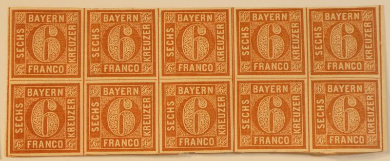 Briefmarke Bayern Franco - 6 Kreuzer