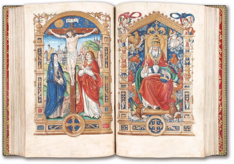 Missale Cathalaunense – Missale insignis ecclesie Cathalaunen(sis). Druck in Schwarz und Rot auf Pergament. 3 Teile in 1 Bd. Paris, Yolanda Bonhomme, 1543. Fol. (34 × 24,5 cm).  € 120000,– Reiss & Sohn