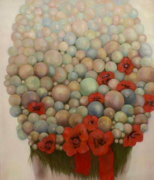 Beate Höing, Pearls 140 x 120 cm Öl auf Baumwolle 2019