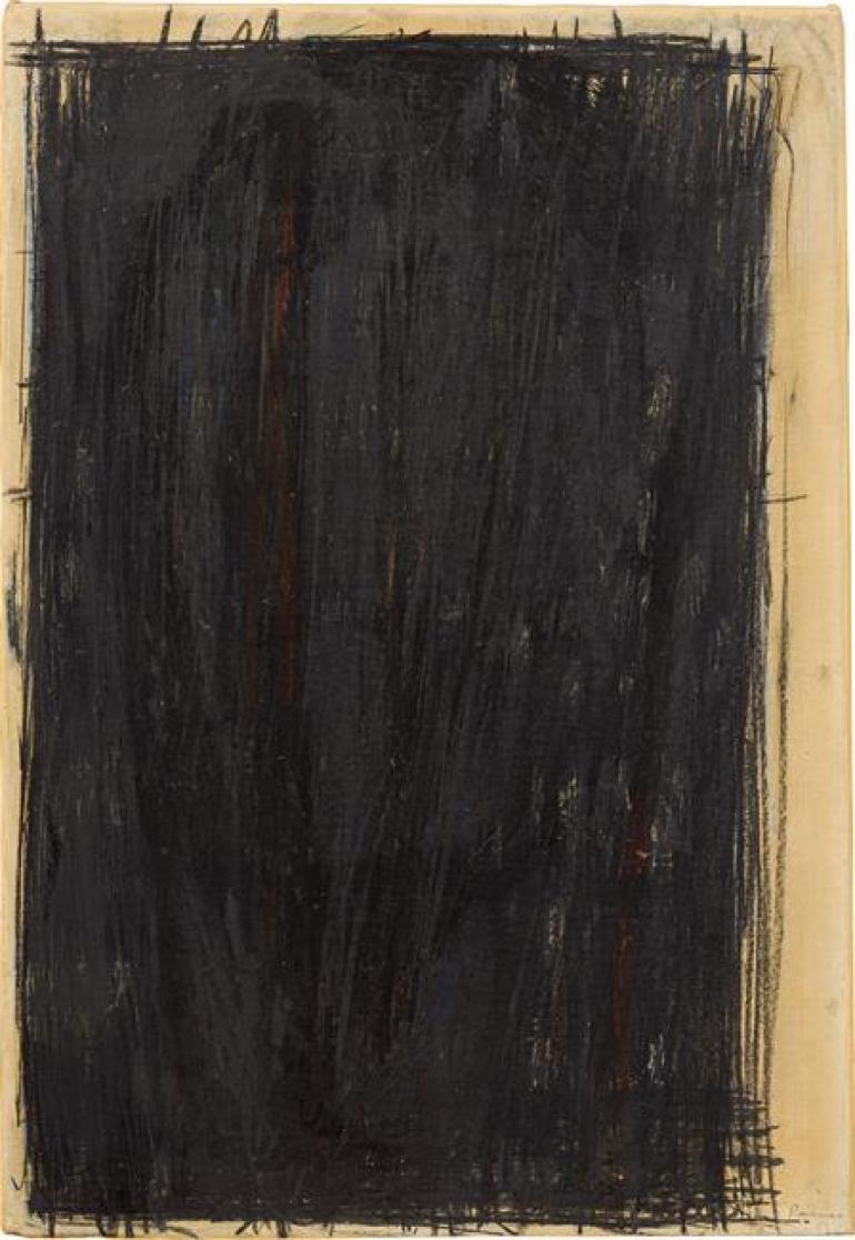 Lot 343 Arnulf Rainer*  Übermalung, 1957 Mischtechnik auf Papier auf Leinwand; gerahmt 50 x 35,5 cm Schätzpreis: 50 000 - 100 000 €