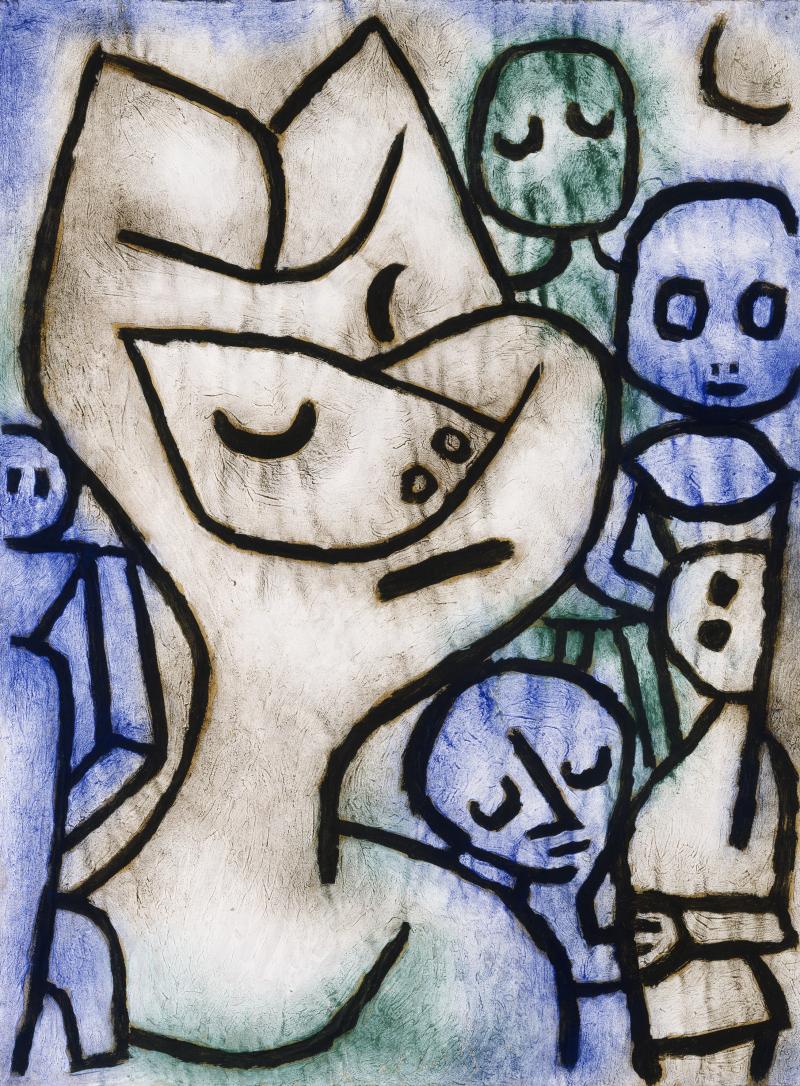 Paul Klee, Gebärde eines Antlitzes I, 1939 Kleisterfarbe und Öl auf Pack- papier, aufgezogen auf Papier, 59,5 x 44,8 cm Kunsthaus Zürich, Geschenk der Klee-Gesellschaft Bern, 1948