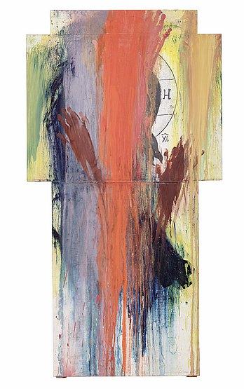 Arnulf Rainer „O. T.“, 1996 Öl und Mischtechnik auf Papier auf Holz, 150 x 80 cm signiert und datiert rechts unten: A. Rainer 96 Bild: W&K Wienerroither & Kohlbacher