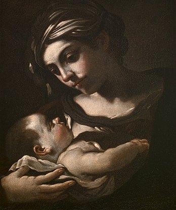 Giovanni Francesco Barbieri, genannt Guercino „Madonna mit Kind“, um 1621 Öl auf Leinwand, 63 x 52,5 cm Bild: Roland Krauss © Dorothea Apovnik Kunsthandel Fine Art