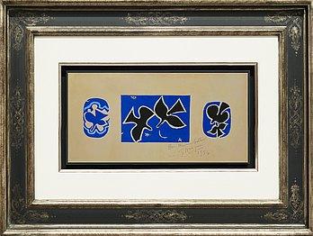 Georges Braque „Vol d'oiseaux", 1954 Gouache auf Malkarton, 29,8 x 59,8 cm unten rechts signiert, Provenienz: Privatsammlung Dora Vallier, Paris Weiterhin datiert "1954" und gewidmet: „Pour Madame Vallier/G Braque/1954" Preis auf Anfrage Bild: Galerie Française Gérard Schneider, Bildrecht Wien