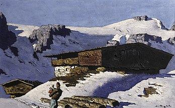 Alfons Walde, „Einsamer Berghof", 1935, 42,5 x 66,5 cm Bild: Kunsthandel Freller, Bildrecht Wien