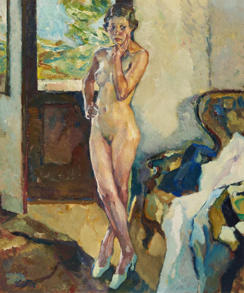 Leo Putz (1869 – 1940)  "Am Fenster" | Lisl im Atelier des Künstlers Öl auf Leinwand | 101 x 86 cm Ergebnis: € 125.000