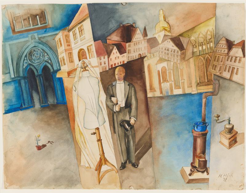 Hannah Höch (1889 – 1978) „Bürgerliches Brautpaar“ | 1920 | Aquarell über Bleistift auf Aquarellbütten | 39 x 50 cm Ergebnis: € 238.000