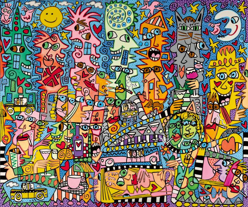 James Rizzi (1950 – 2011) „My City is now your City“ | 2006 | Acryl auf Leinwand | 153 x 182,5 cm Ergebnis: € 125.000 Int. Auktionsrekord für diesen Künstler