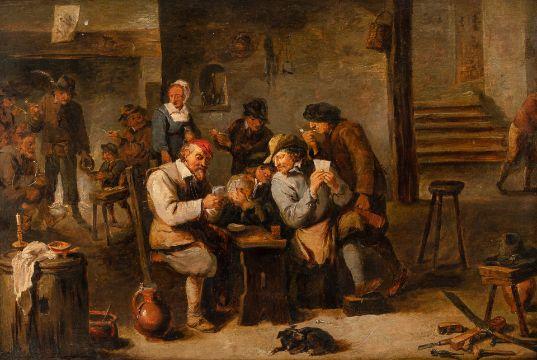 LOS 814 Teniers, David d.J Wirtshausinterieur mit Karten spielenden  2.400 EUR