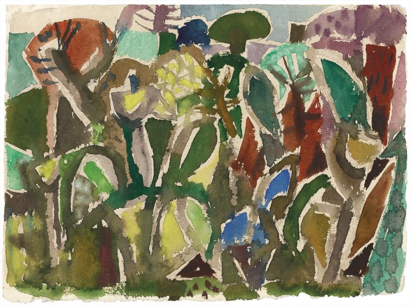 Eduard Bargheer, Suedlicher Wald, 1968, Aquarell auf Bütten, courtesy of Thole Rotermund Kunsthandel