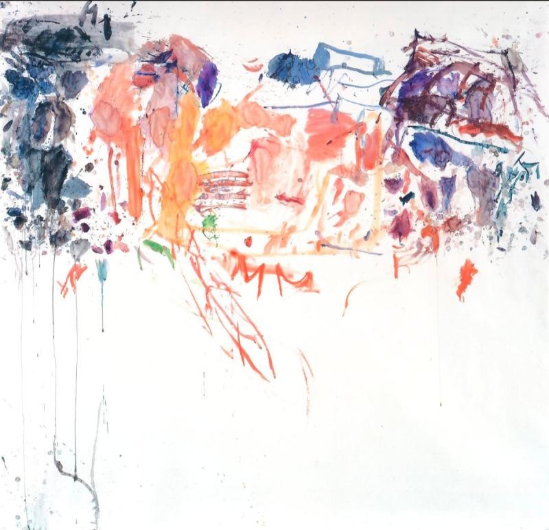 Martha Jungwirth „Spittelauer Lände“(Ansicht Richtung Leopoldsberg) 1993, Aquarell auf Papier, 203x210cm