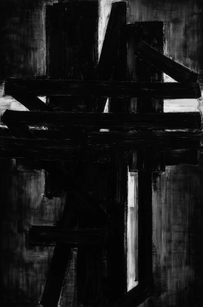 Robert Longo, Untitled (After Soulages; Painting, 195 x 130 cm, May 1953; 1953), 2022 Charcoal on mounted paper 243.8 x 161.8 cm (95.98 x 63.7 in)