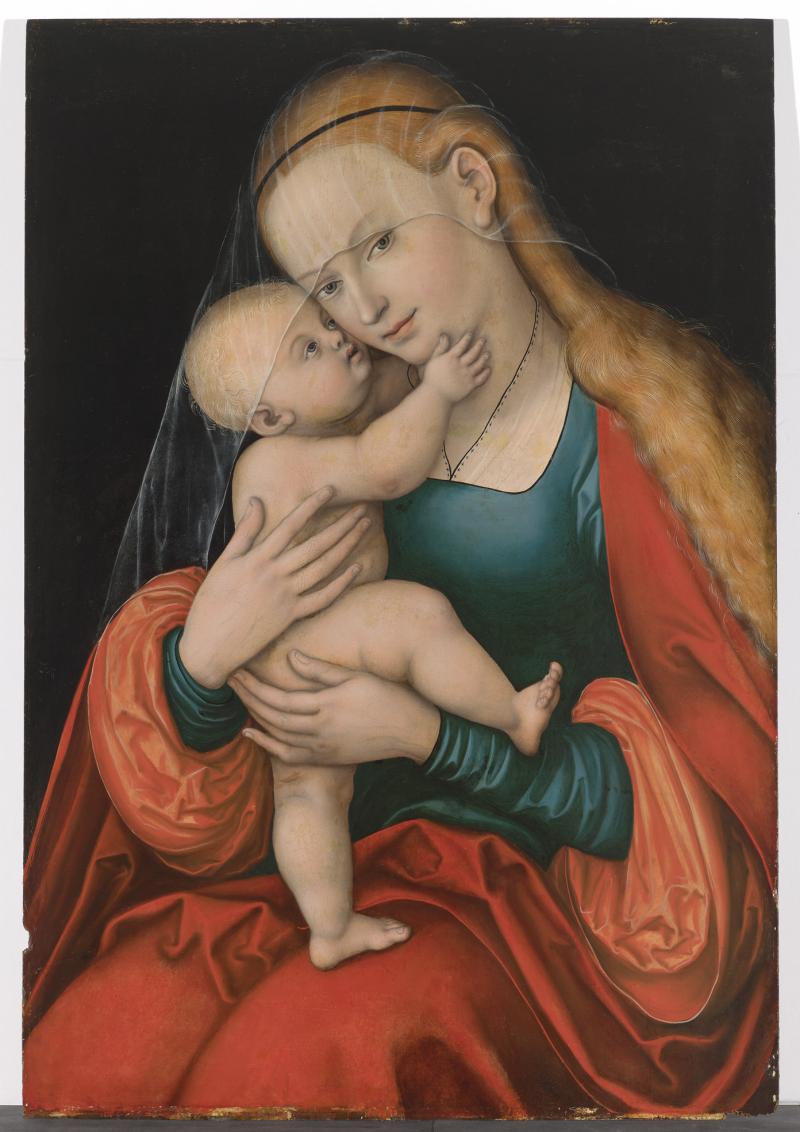 Lucas Cranach d. Ä., Gnadenbild Mariahilf, nach 1537, Malerei auf Holz, 85.6 x 58.5 cm, Innsbruck, Dompfarre St. Jakob  © TLM und Dompfarre St. Jakob, Innsbruck