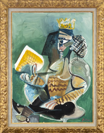 Pablo Picasso, Femme assise à la galette des rois . lot sold for 76,351,000 hkd