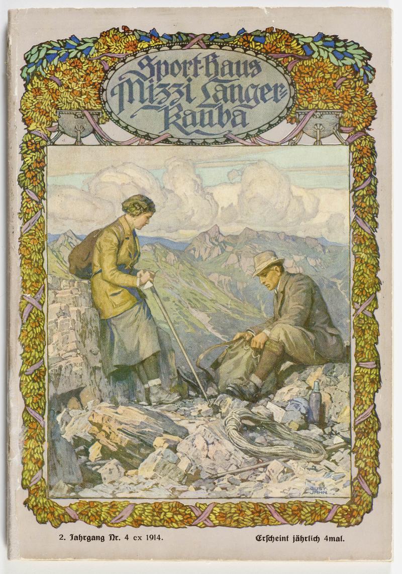 Gustav Jahn, Gipfelrast, um 1913, Titelbild für den Hauptkatalog des Sporthauses Mizzi Langer-Kauba (c) Landessammlungen NÖ