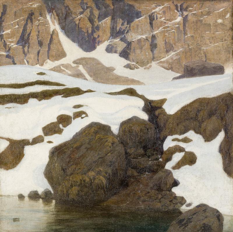 Gustav Jahn, Gipfelrast, um 1913, Titelbild für den Hauptkatalog des Sporthauses Mizzi Langer-Kauba (c) Landessammlungen NÖ