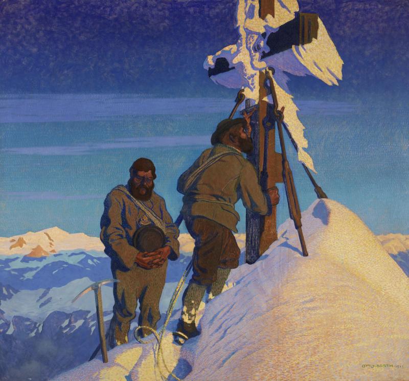 Otto Barth, Morgengebet auf dem Großglockner, 1911 (c) Alpenverein-Museum, Österreichischer Alpenverein