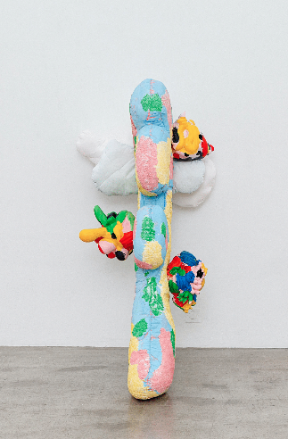 Romero Paproki / Mario Picardo, Birthday Pastry, 2021,3D print, plastic, acrylic and polyurethane on duvet, 50 x 90 x 20 cm