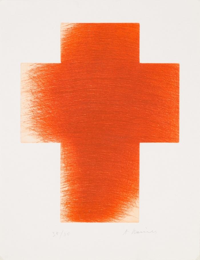 Lot 23, Arnulf Rainer, Oranges Kreuz, Farblithografie