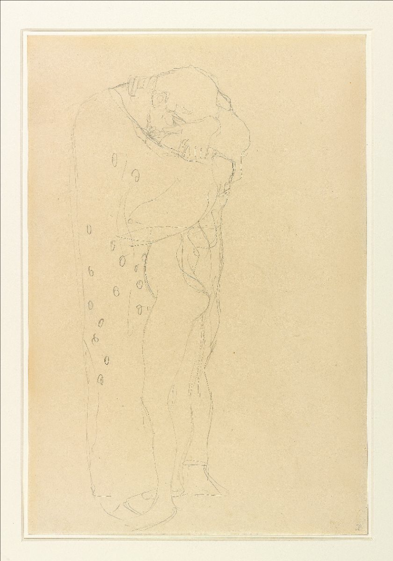 Gustav Klimt (1862 - 1918 Wien), "Sich umarmendes Paar", ca. 1907 - 1908, Bleistift auf Papier, 54,7 x 37,1 cm © Galerie Sylvia Kovacek