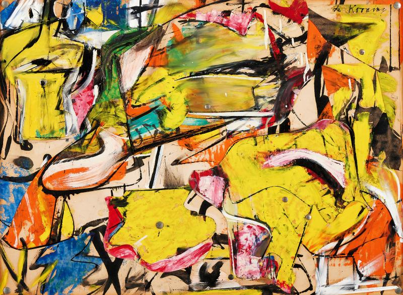 Lot 10 Willem de Kooning, Collage, 1950, oil on lacquer on paper with thumbtacks, est. $18-25 million | 29,000,000