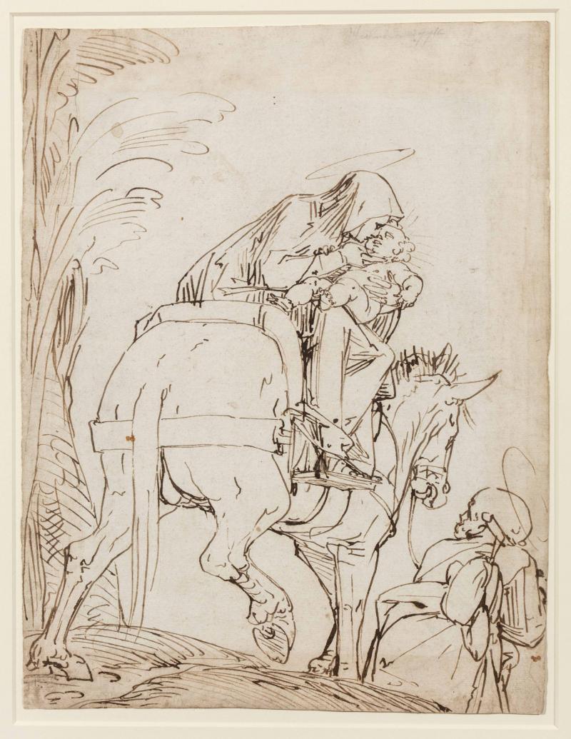 Luca Cambiaso (1527-1585) The Flight into Egypt ca. 1560 Pen and brown ink, brown wash, and traces of black chalk underdrawing on paper 14 7/8 x 11 1/4 in. • 378 x 286 mm , Robert Simon Fine Art