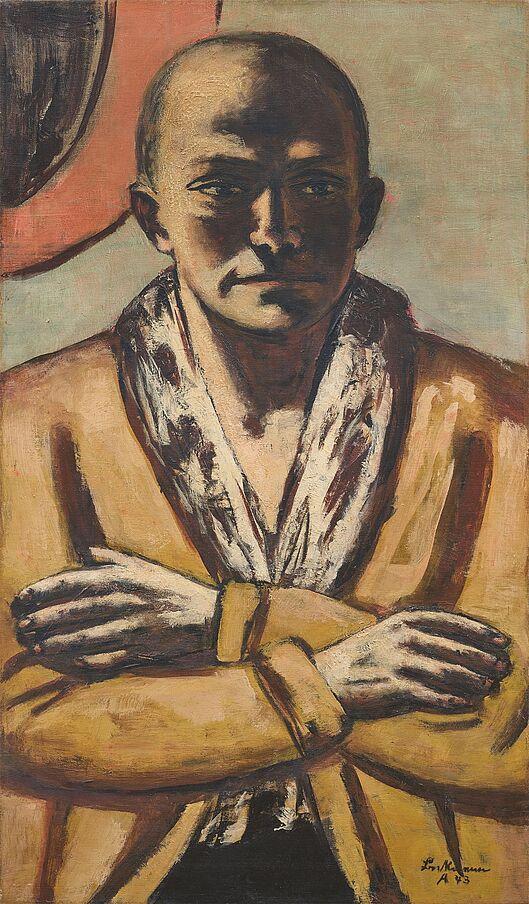 19N Max Beckmann  Leipzig 1884 – 1950 New York  „Selbstbildnis gelb-rosa“. 1943 Verkauft für: 23.225.000 EUR (inkl. Aufgeld)