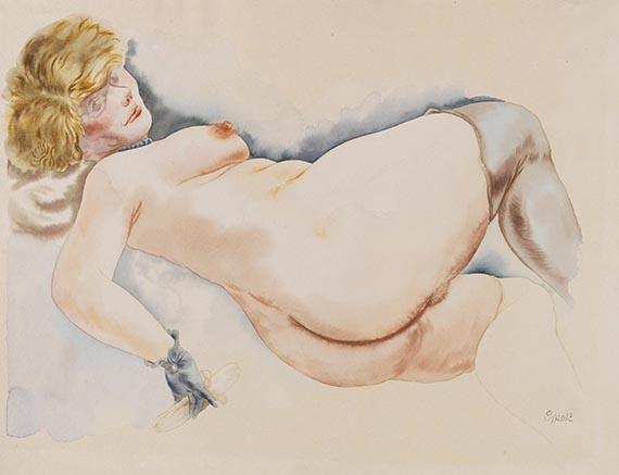 GEORGE GROSZ Liegende mit Banane. 1927. Aquarell. € 7.000 – 9.000