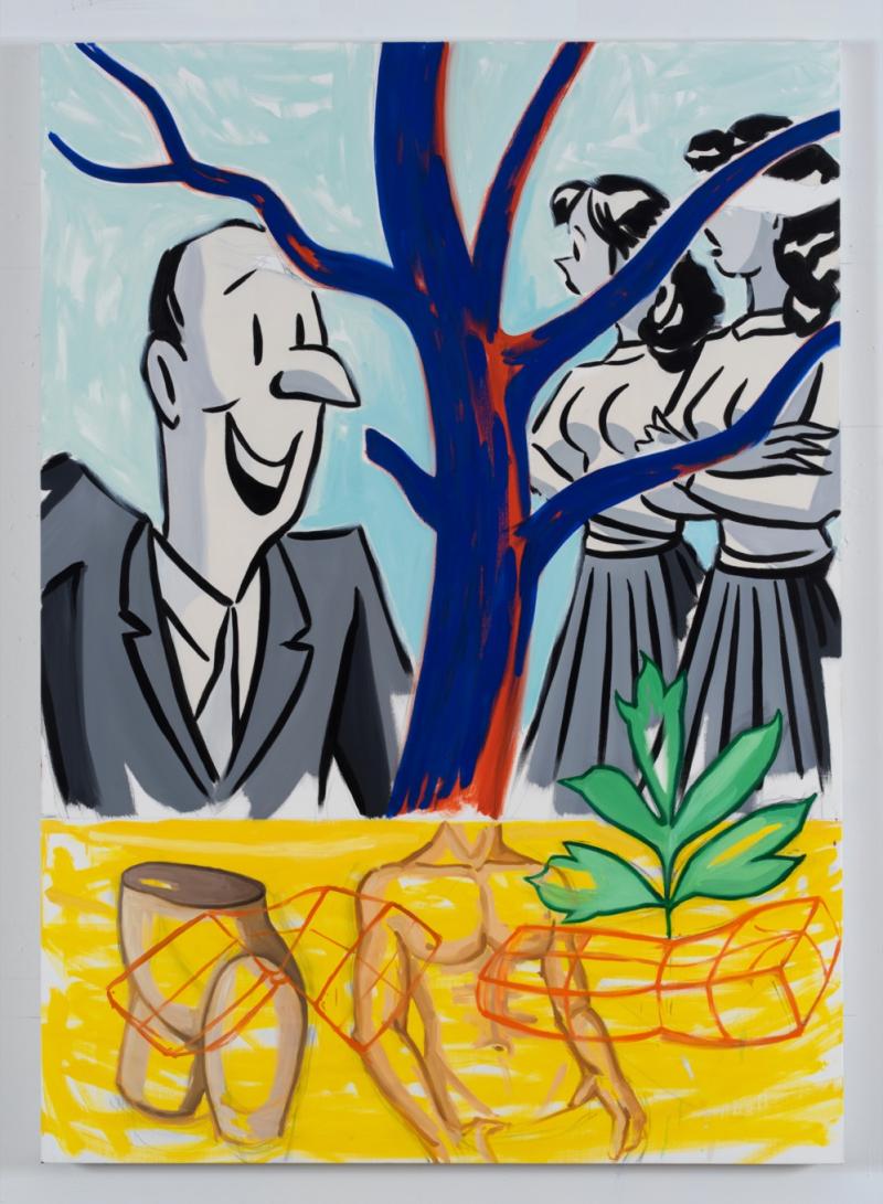 David Salle Tree of Life False Smile, 2022 oil and acrylic on linen 177,8 x 127 cm (70 x 50 in) (DS 1148)