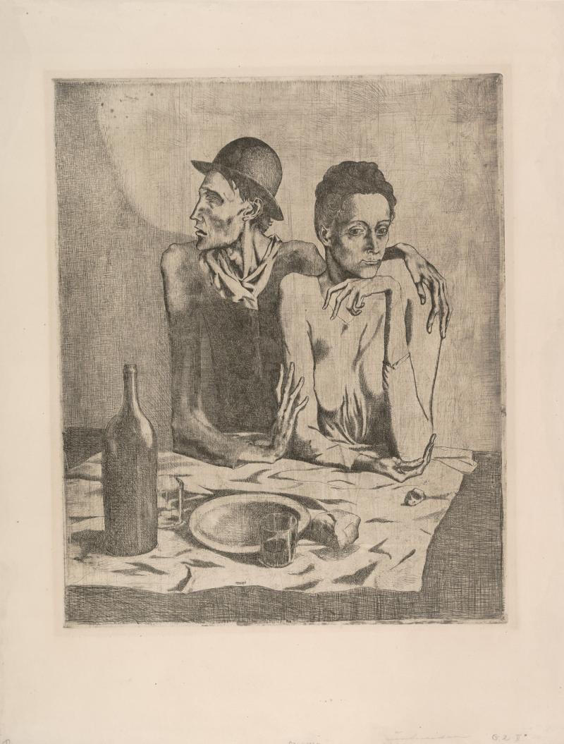 Pablo Picasso Das karge Mahl, 1904 Zinkradierung ALBERTINA, Wien