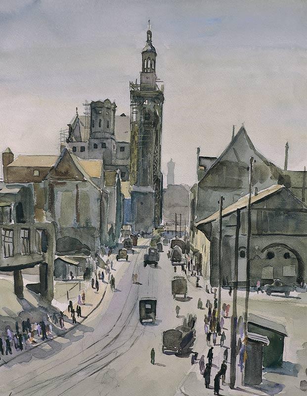 Aquarell Wolfgang Lettls.Karolinestraße 1948