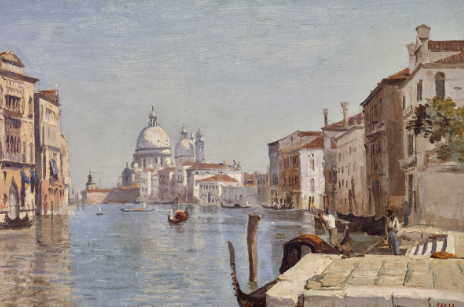 Jean-Baptiste-Camille Corot Venise - Vue du Campo della Carita en regardant le dôme de la salute1834 (c) PHOTO COURTESY OF GALLERY 19C