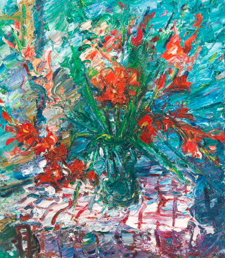 Viktor Lederer, „Rote Blumen“, 1996, Bild: Galerie Artziwna