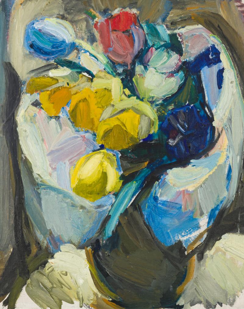 Vilma Eckl, Blumenbild, Öl auf Leinwand, 56 x 46 cm