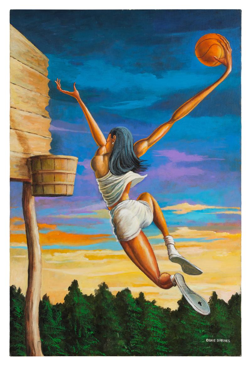 Ernie Barnes, The Dunk, 1998, Acrylic on canvas, Estimate: $250,000 - 350,000