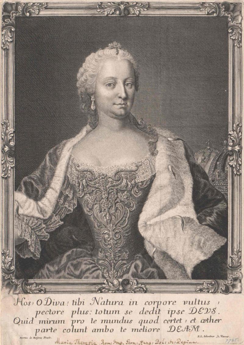 Maria Theresia, Kupferstich von Leopold Schmittner nach Gemälde von Martin van Meytens, nach 1745 - © Österreichische Nationalbibliothek